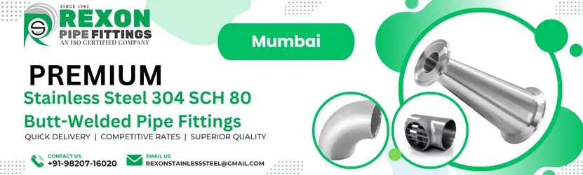 Stainless Steel 304 Butt-Welded Schedule (SCH) 80 Pipe Fittings Manufacturer in Mumbai class=
